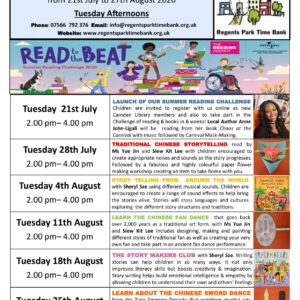 Read to the Beat Summer Reading Challenge Tuesday afternoons flyer – RPTB NW1