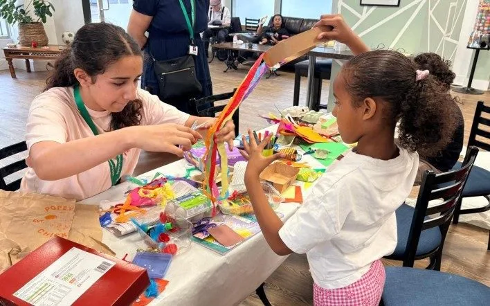 Children making funky fashion and robots from junk with Cut Moose