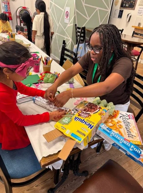 Children making funky fashion and robots from junk with Cut Moose