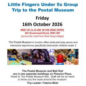 Little Fingers Under 5s Group trip to the Postal Museum flyer, Friday 16 October 2026