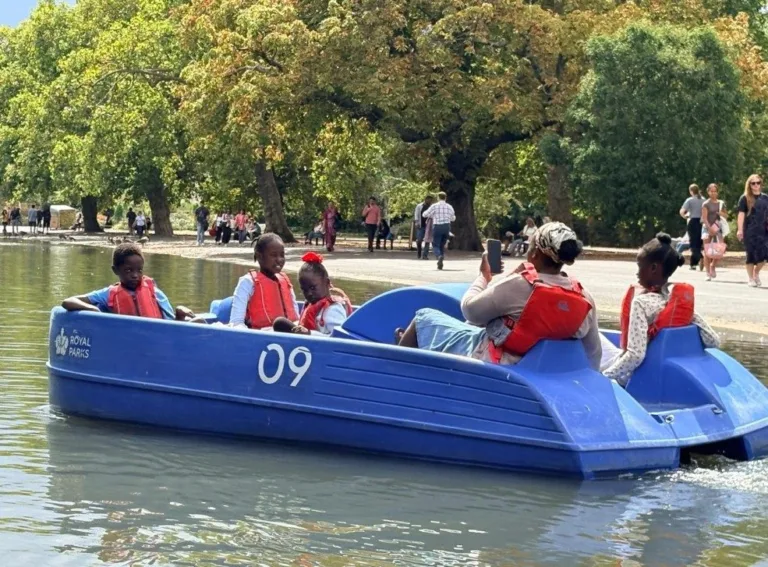 Outdoor Explorers Club boating on the lake and games in Regents Park