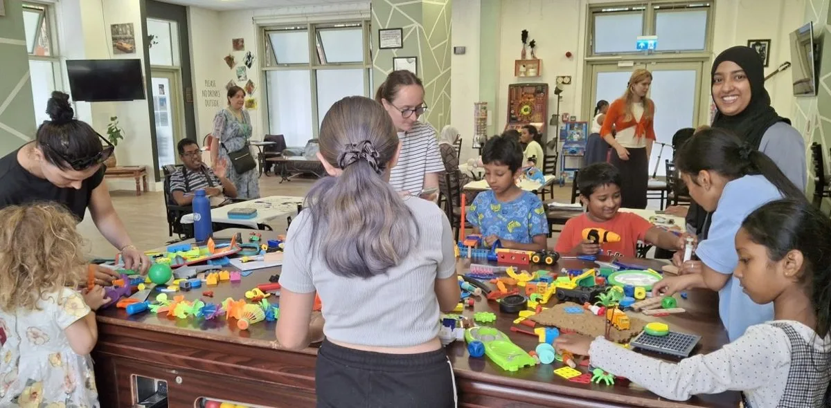 Children taking part in Science Owl hands-on science workshops