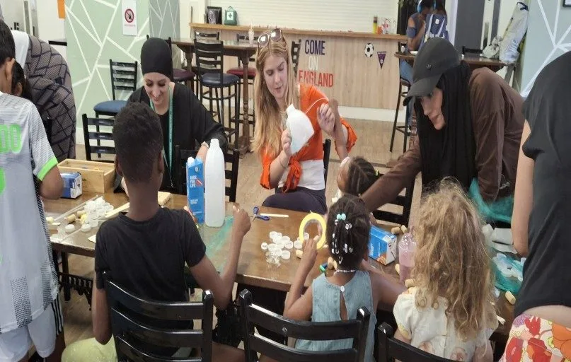 Children taking part in Science Owl hands-on science workshops